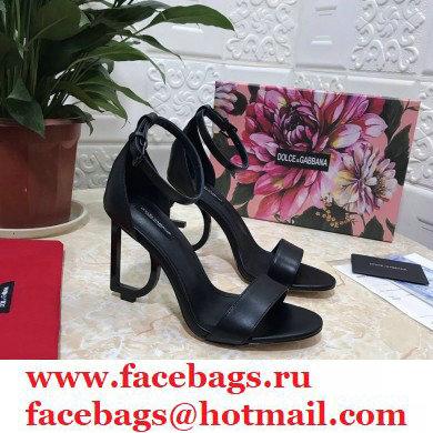 Dolce  &  Gabbana Heel 10.5cm Leather Sandals Black with D & G Heel 2021